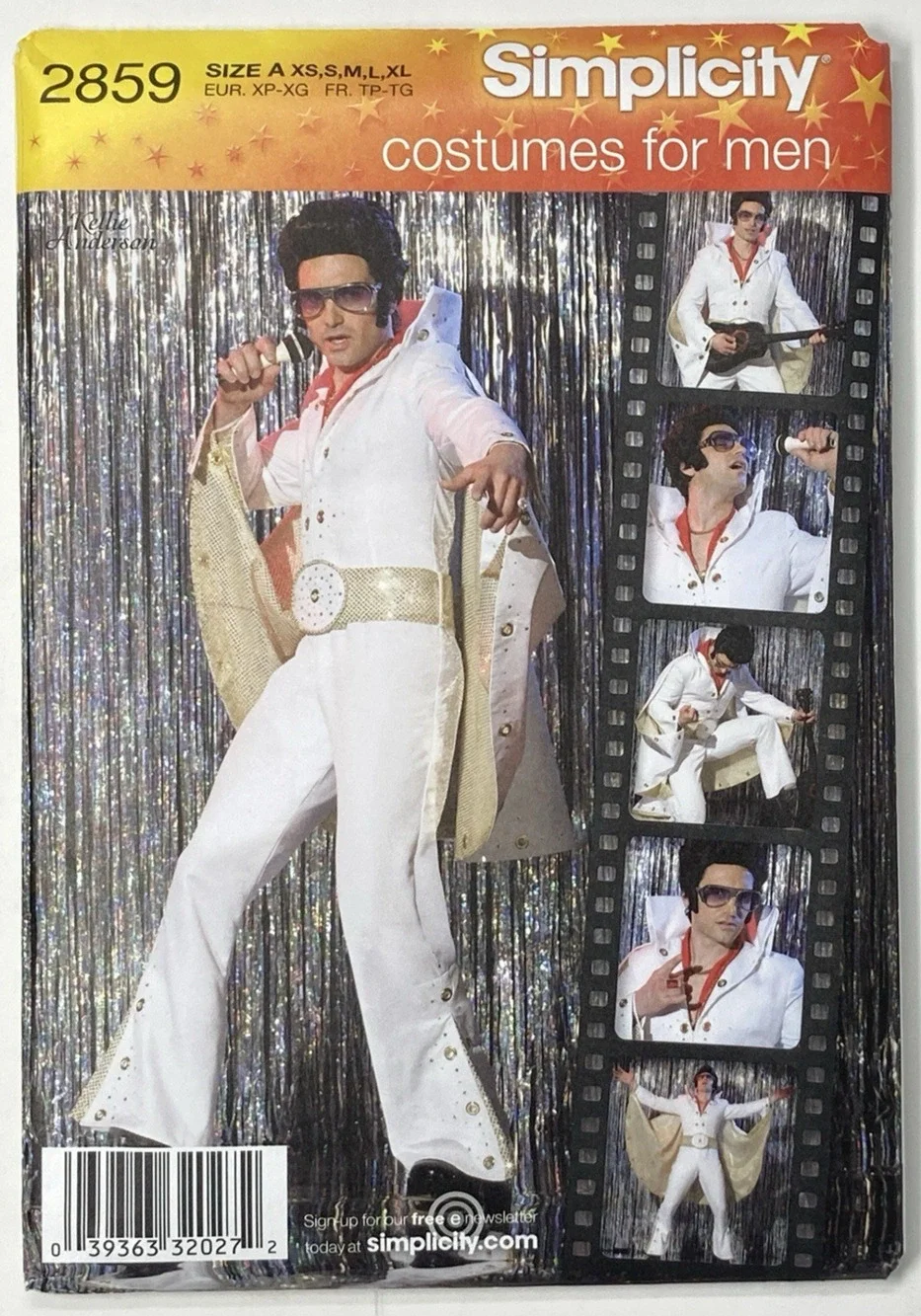 Simplicity 2859 Elvis Vegas-Style Jumpsuit Cape Belt Pattern Mens XS-XL Uncut